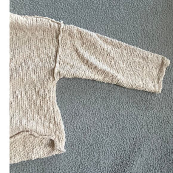 Free People Sweater Small Oversized Turtleneck Pullover Chunky Cream Beach Boho - Picture 4 of 16